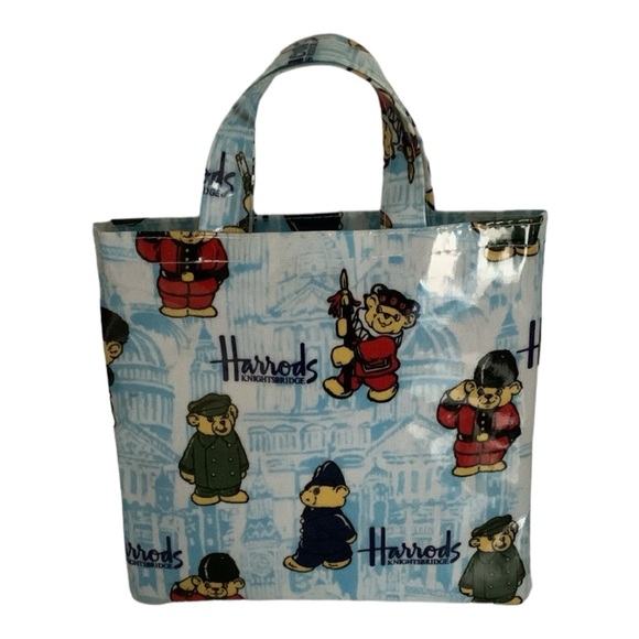 Vintage Harrods of Knightsbridge Mini Tote Bag Teddy Bear At Your Service - Picture 1 of 11